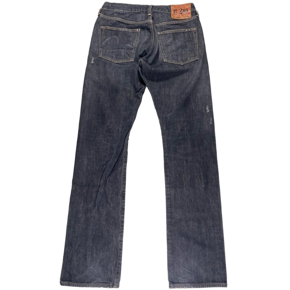 Evisu No 2 BLK Black Diacock Logo Straight Leg Selvedge Jeans mens size 30x33.5